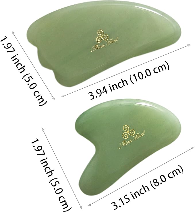 Mina Heal Gua Sha Facial Massager Set of 2 – Jade Guasha Lymphatic Drainage - Image 8