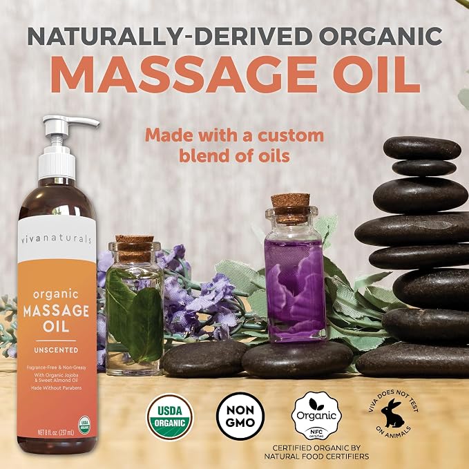 Viva Naturals Organic Massage Oil, 8 fl oz – Non-Greasy, Certified Organic - Image 5