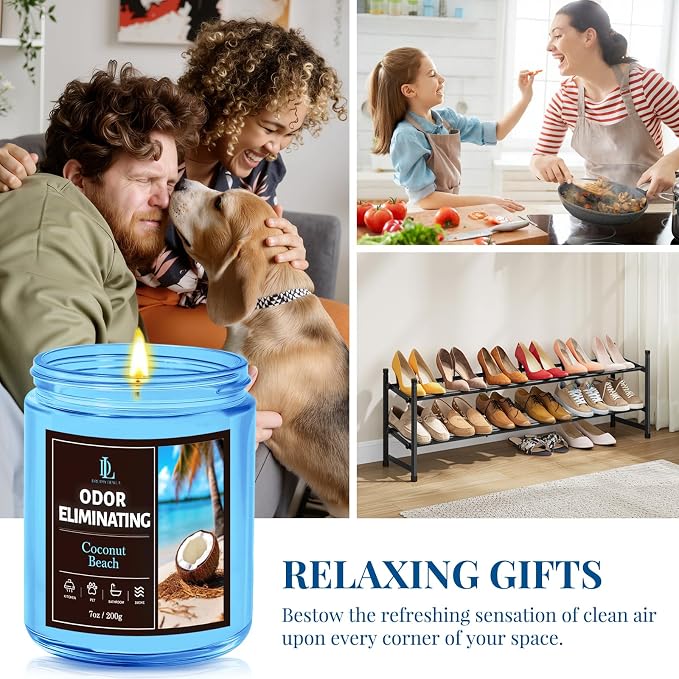 Coconut Beach Odor Eliminating Highly Fragranced Candle, Eliminates 95% of - Image 8