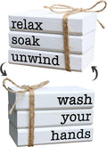 Farmhouse Mini Bookstack for Bathroom Decor Wooden Books for Restroom Shelf by LIVDUCOT