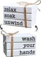 Farmhouse Mini Bookstack for Bathroom Decor Wooden Books for Restroom Shelf by LIVDUCOT