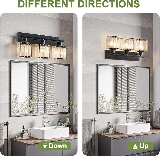 Bathroom Light, 3-Light Modern Crystal Vanity Light, Bathroom Lighting Fixtures - Image 6