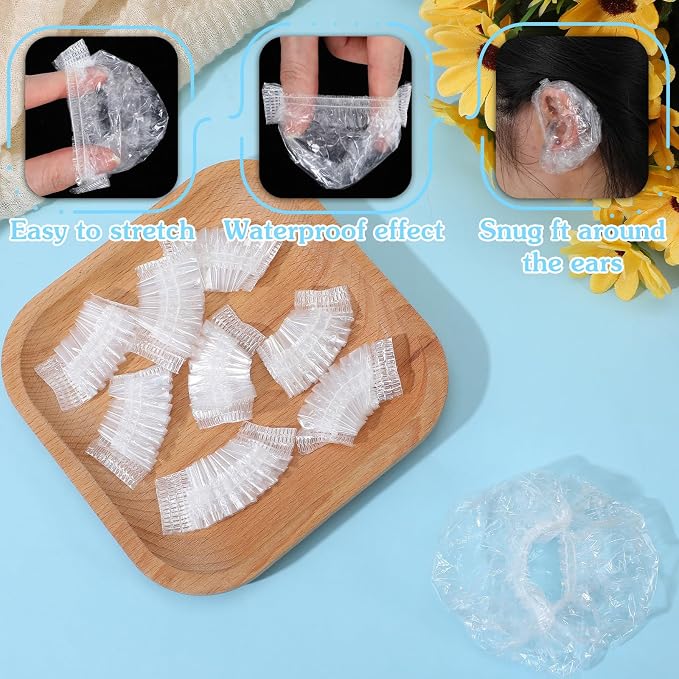 200PCS Disposable Ear Covers for Shower, Waterproof Plastic Ear-Protectors for - Image 7