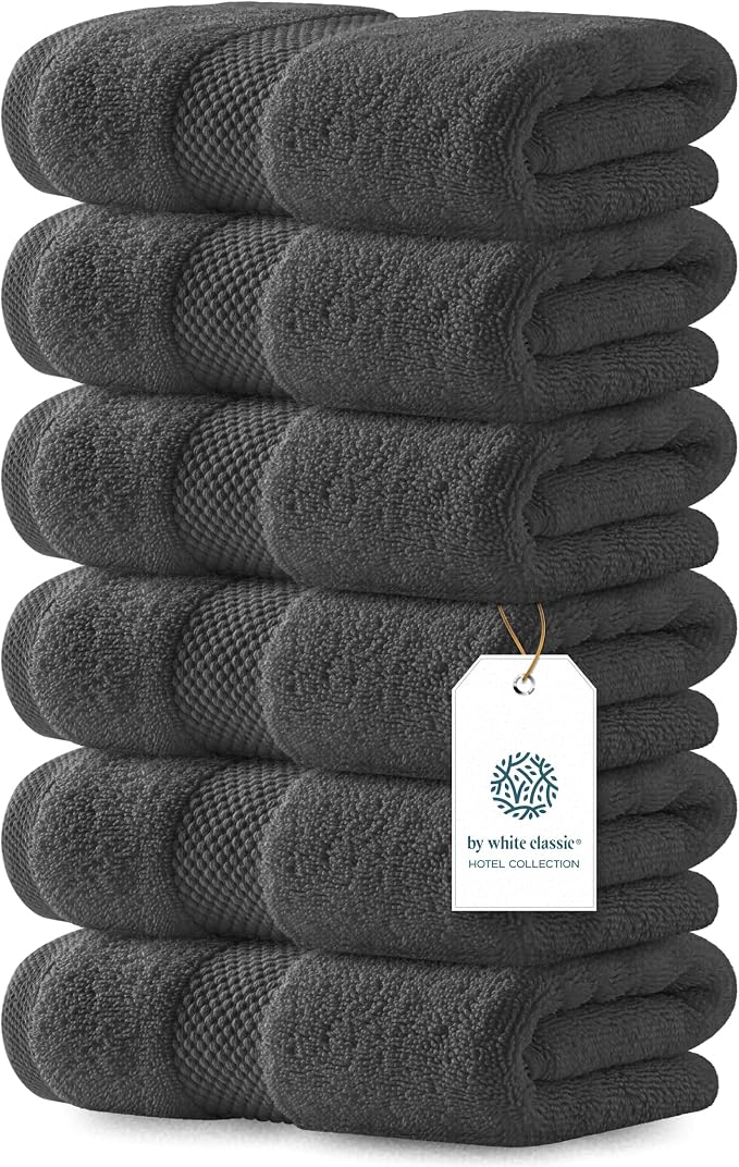 White Classic Luxury Charcoal Hand Towels by WhiteClassic