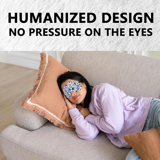 Blue and White Porcelain Silk Eye Mask - Image 4