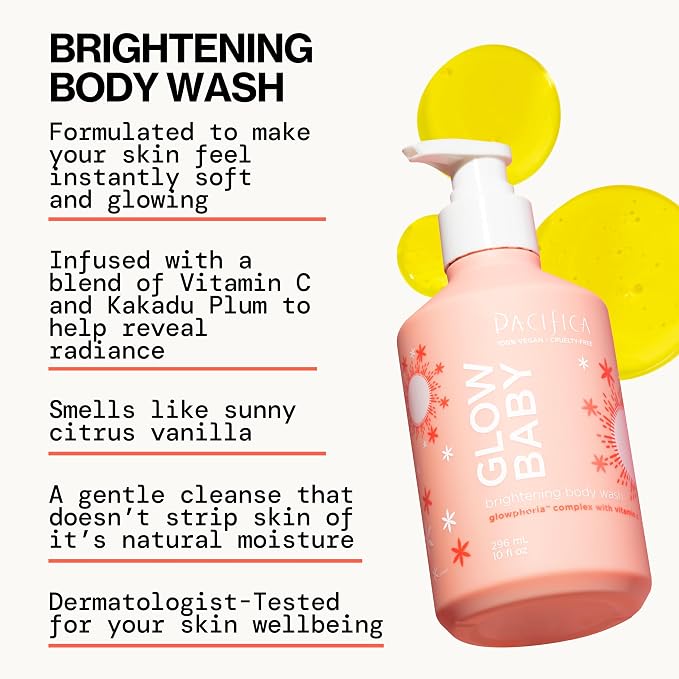 Pacifica Glow Baby Brightening Body Wash – Vitamin C & AHA Exfoliating Body Wash - Image 5