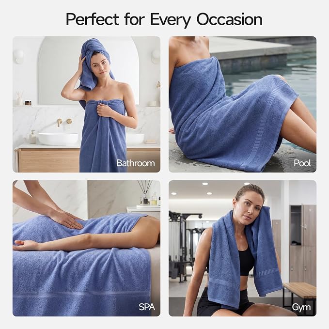 ecolook Bath Towels Set of 4, 100% Cotton, 27 x 55 Inches, Quick-Drying & - Image 8