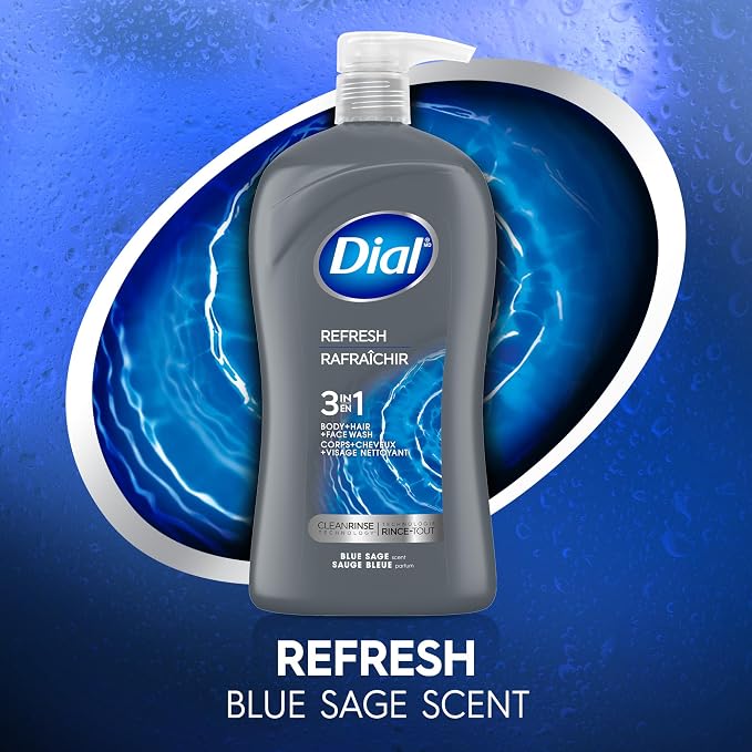 Dial Men 3in1 Body, Hair and Face Wash, Hydro Fresh, 32 fl oz - Image 8