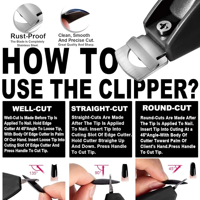 GA&EN Black Adjustable Artificial Acrylic Fake Nail False Nail Tip Clipper - Image 2