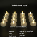 JUNPEI Pack of 24 Flameless Tea Light Candles Realistic Flickering:Battery Long - Image 2