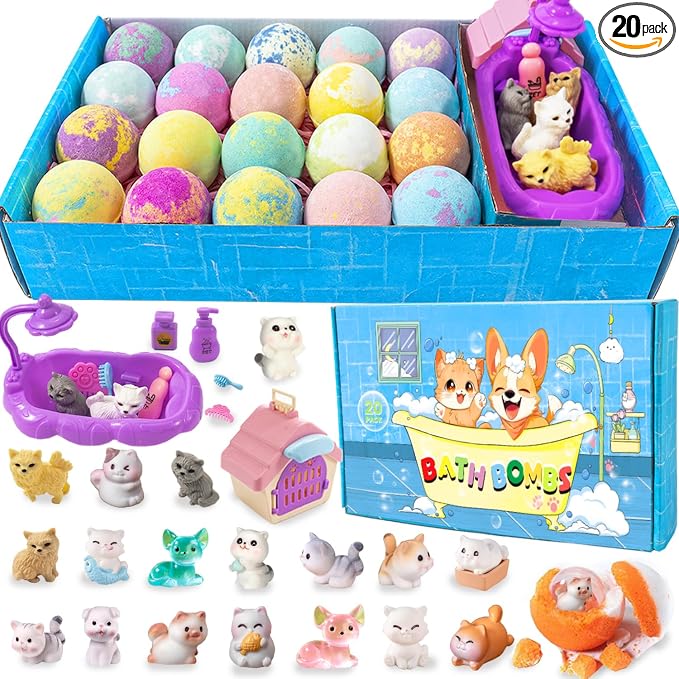 Kids Bath Bombs with Surprise Inside, 20 PackGift Set, Natural Organic Bubble by Kottke
