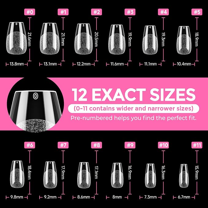 UNA GELLA Short Coffin Nail Tips: 216pcs Short Coffin Press on Nails Pre-shape - Image 8