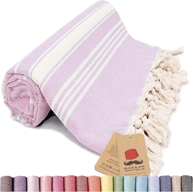 Bazaar Anatolia Turkish Beach Towel – 100% Cotton, Quick Dry, Sand Free Towel by BazaarAnatolia