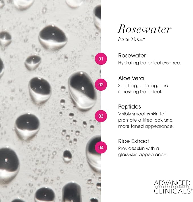Advanced Clinicals Collagen + Rosewater Facial Mist Toner W/Charcoal & Aloe - Image 4