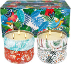 4-Pack Citronella Candle Set in Decorative Tropical Flower Tin Boxes - Image 2