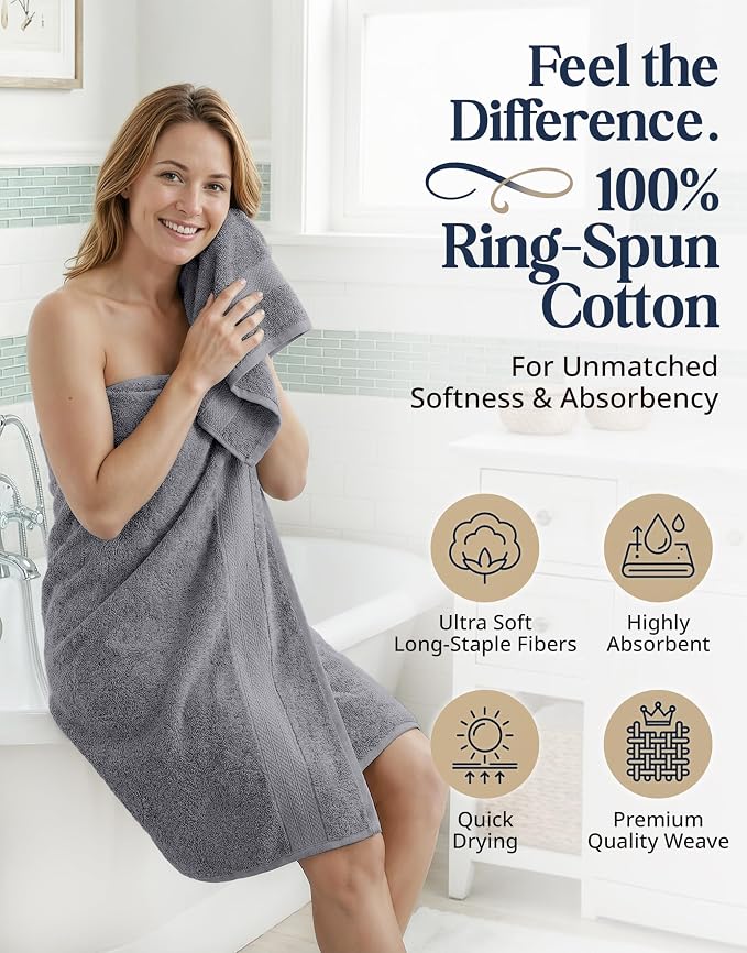 LANE LINEN 100% Cotton Towels Set - Image 2