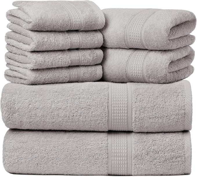 Ariv Towels Pack of 8, Premium Cotton Towel Set, Super Soft, Quick Dry by Ariv
