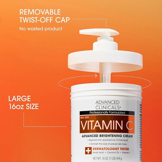 Advanced Clinicals Brightening Vitamin C Body Cream Lotion + Vitamin C & - Image 5