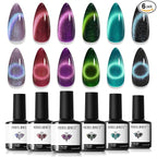 modelones Cat Eye Gel Nail Polish, 6 Colors Glitter Red Green Purple Blue Gel by MODELONES