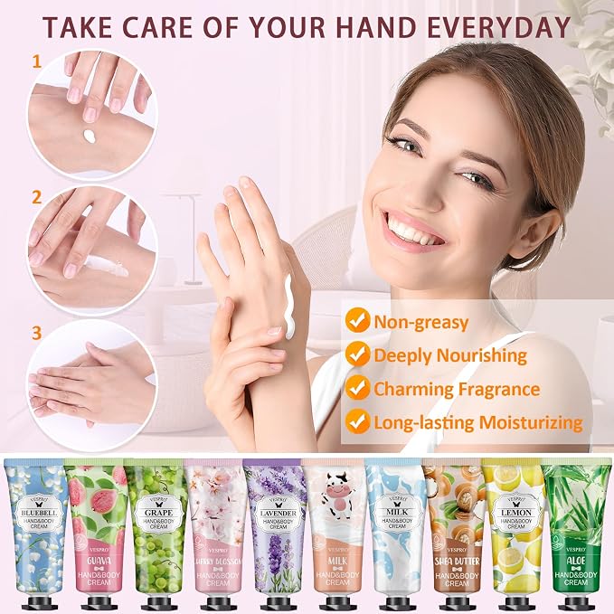 VESPRO 12 Pack Hand Cream Gift Set, Mothers Day Gifts, Bulk Hand Lotion Travel - Image 4