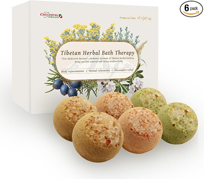 CheezhengHimalaya Tibetan Herbal Bath Therapy. Bath Bomb Gift Set, Tibetan by QIZHENGHIMALAYA