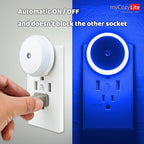 Blue LED Night Light, Plug in, Dusk to Dawn Smart Sensor, Small Round Nightlight - Image 4