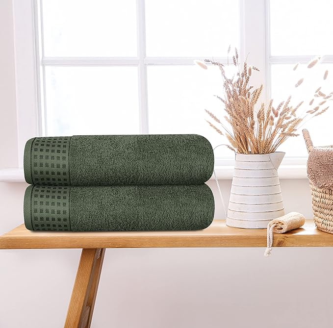 GLAMBURG 100% Cotton 2 Pack Oversized Bath Towel Set 28x55 Inches, Ultra Soft - Image 3