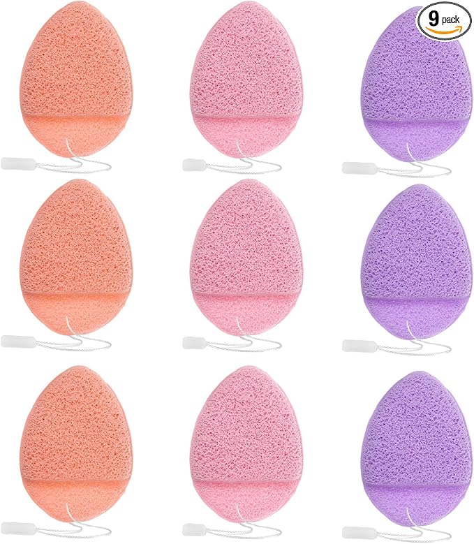 9PCS Drop Shape Exfoliating Face Scrubber Sponge Daily Cleansing Facial Sponges by Xinjoduz