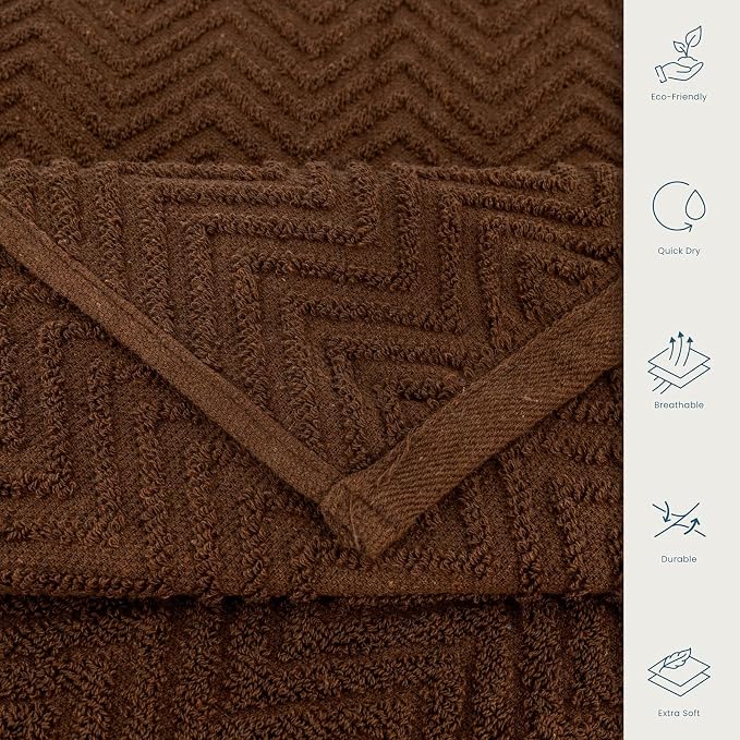 CASA COPENHAGEN EcoWave 4Pcs 100% Cotton Large Designer Towels Gift Set- Toffee - Image 4
