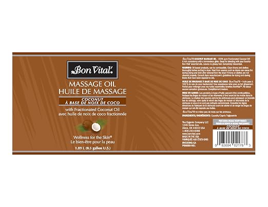 Bon Vital' Coconut Massage Oil, 1/2-Gallon Container, 100% Pure Fractionated - Image 2