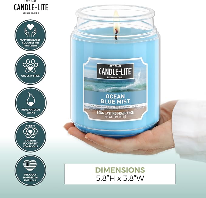 Candle-lite Scented Candles, Ocean Blue Mist, 18 oz Jar, Proudly Poured in The - Image 4