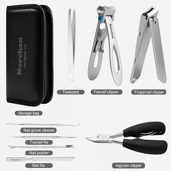Nail Clippers Kit, 8-Piece Stainless Steel Toenail & Fingernail Clipper - Image 2