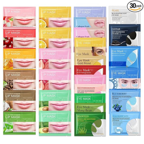 15 Pairs Under Eye Patches for Dark Circles, 15 Packs Lip Masks, Hydrating by Unknown