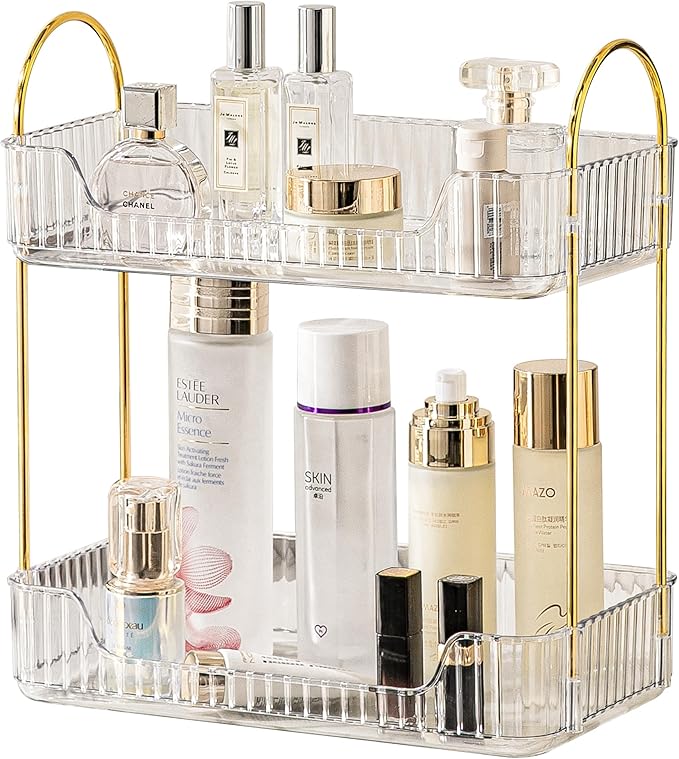 Akinbas 2 Tier Bathroom Organizer Countertop Makeup Perfume Tray Skincare by AKINBAS