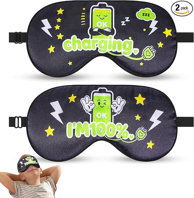 2 Pcs Boys Sleep Eye Mask, Guys Blackout Sleeping Silk Mask by knIykmr