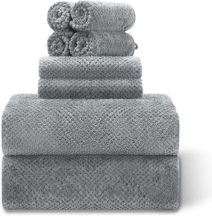 8 Pack Towel Set Gray Oversized Bath Sheet Sets by FeyocnUS