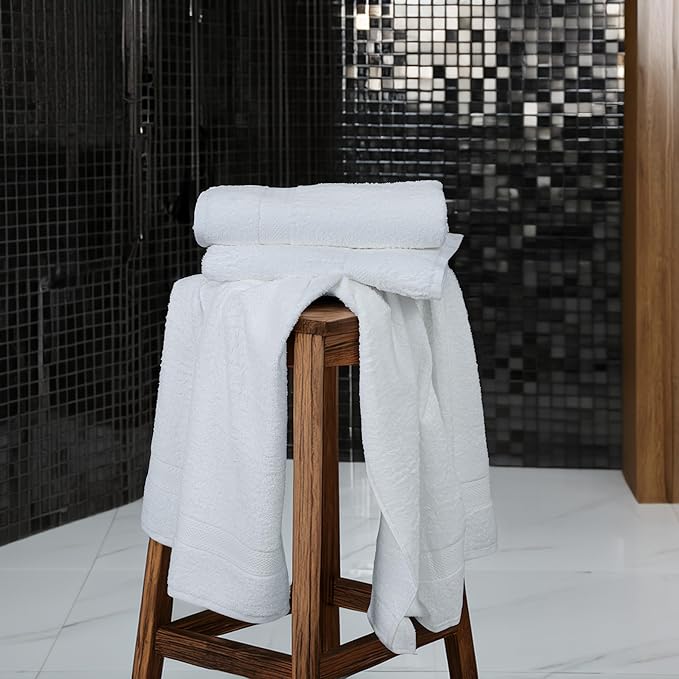 Commercial Bulk Pack of 12 Large Bath Towels – 100% Cotton Terry 24" x 50" – - Image 5