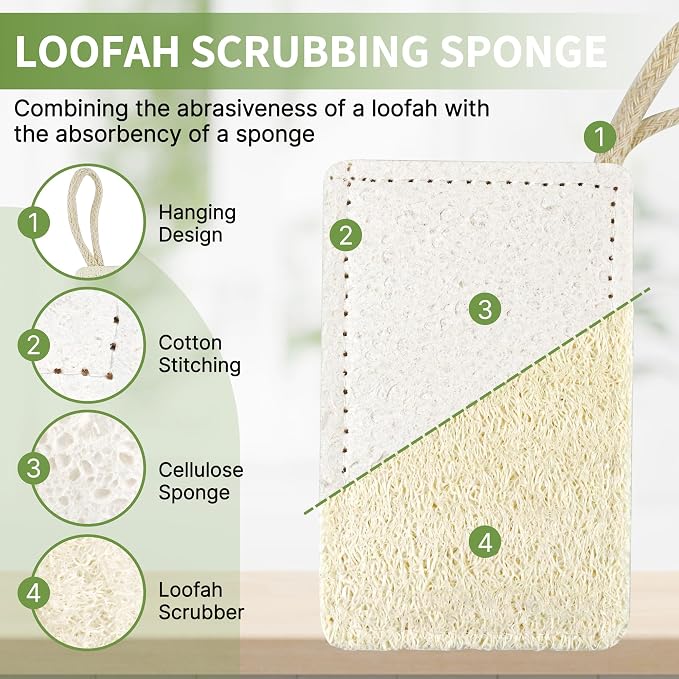6 Pack Natural Loofah Sponges for Dishes, Loofah Kitchen Sponges - Image 3