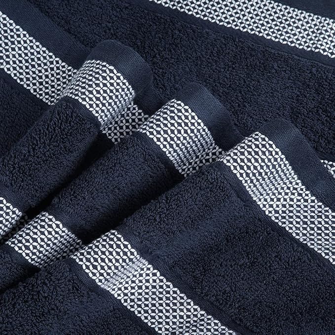 CASA COPENHAGEN Solitaire 6 Pieces Towel Set- Navy, 600 GSM 2 Bath Towel 2 Hand - Image 4