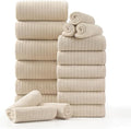 18 Piece Family Bath Towel Set Include 6 Bath Towels, 6 Hand Towels and 6 by Hailea