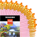BOSOBO Paint Brushes Set, 10 Pack 100 Pcs Round Pointed Tip Paintbrushes Nylon by ArtistPaintBrushesSet