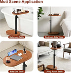 Bamboo Bathtub Side Table, 360° Swivel Height Adjustable Freestanding Bath - Image 7