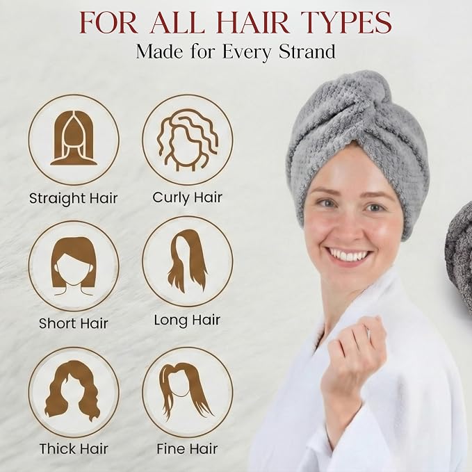 2 Pack Microfiber Hair Towel Wrap - Image 8