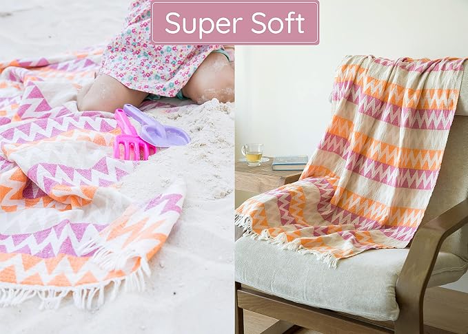 Turkish Beach Towel – 100% Cotton Quick Dry, Lightweight Oversized Beach Towel - Image 9