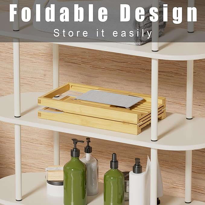 Foldable Bathtub Caddy Tray for Tub, Bamboo Expandable Bath Table Trays - Image 6