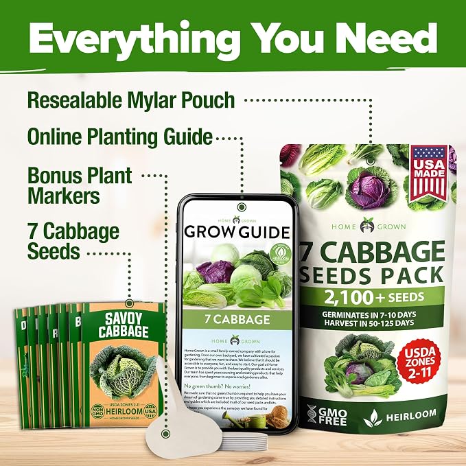 HOME GROWN Cabbage Seeds 7 Variety Mix 2000+ Heirloom Non-GMO, High Germination - Image 7