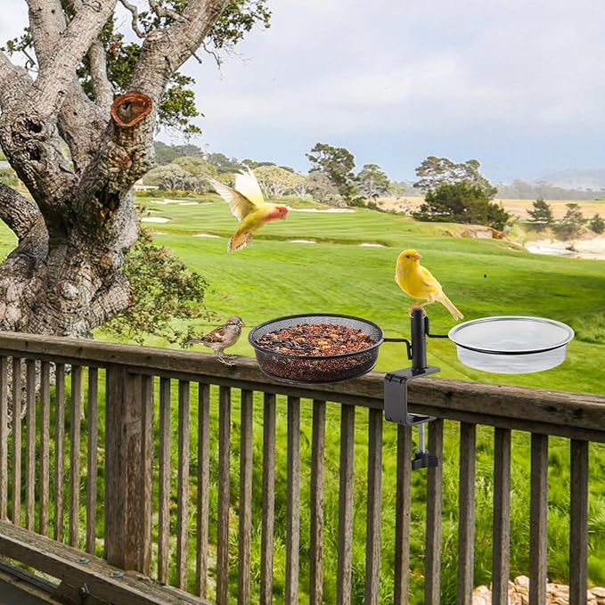 2 Pack Deck Bird Feeders Deck Mount Bird Bath Spa - Image 3