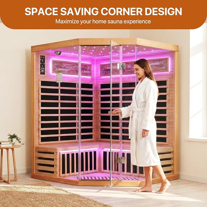 OUTEXER Sauna Corner Saunas for 4-5 Person 240V Home Indoor Canadian Hemlock - Image 7