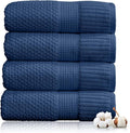 NY Loft 100% Cotton 4 Pack Bath Towel Set| Navy Bath Towels | Super Soft & by NYLoft