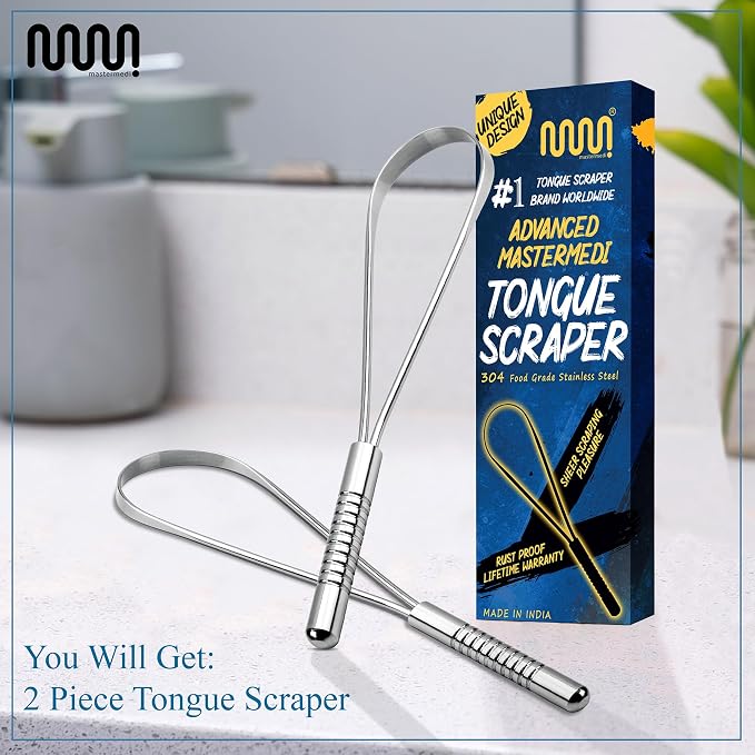 MasterMedi Tongue Scraper for Adults, 100% Stainless Steel Tongue Scrubber for - Image 4